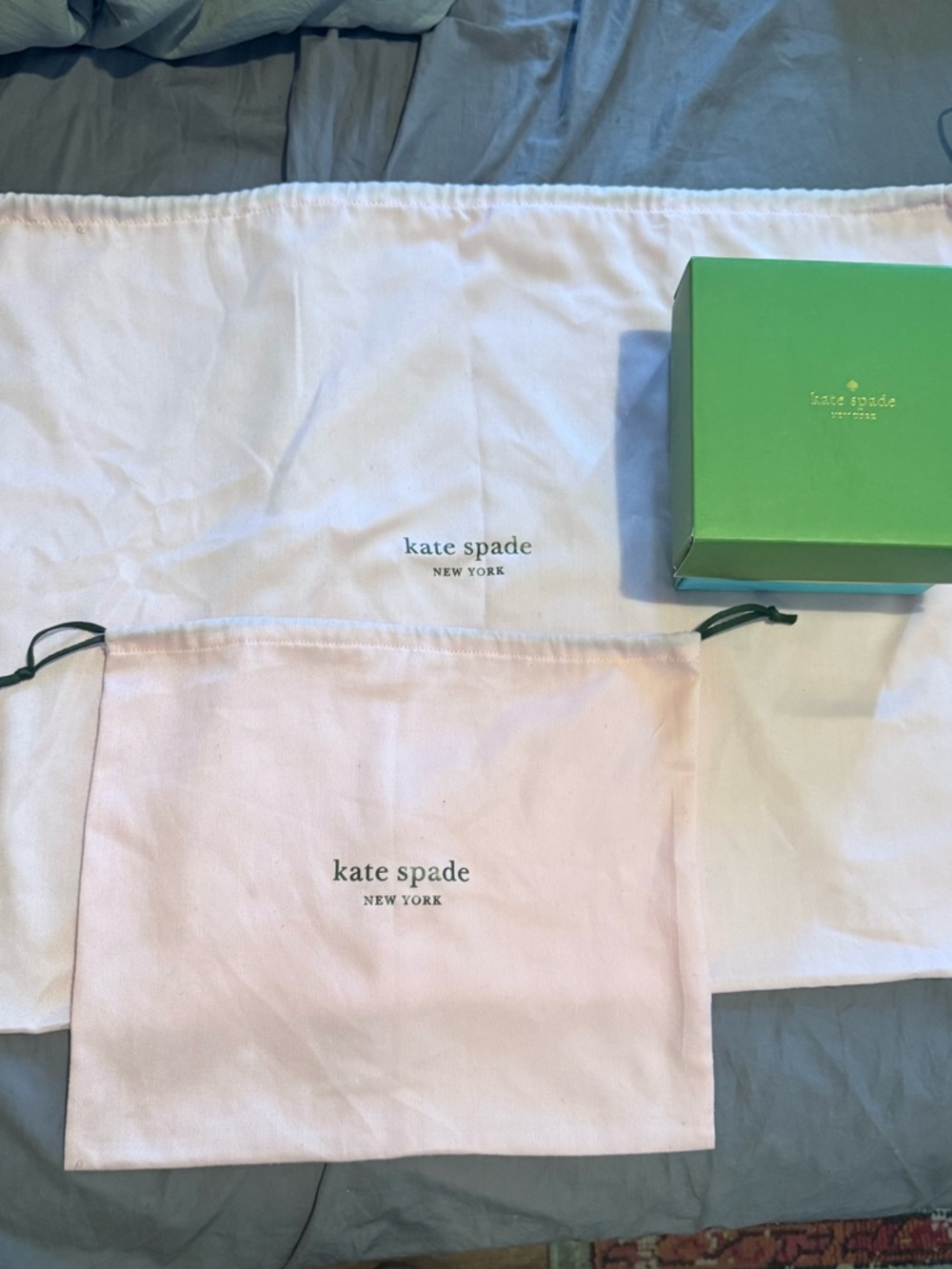 2 kate spade Light Pink Dust Bags with Green Box